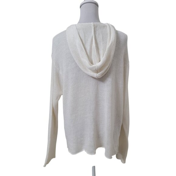 Gap Size XL Off-White Knit Hooded Sweater. Linen Blend. Excellent Used Condition - Picture 4 of 10